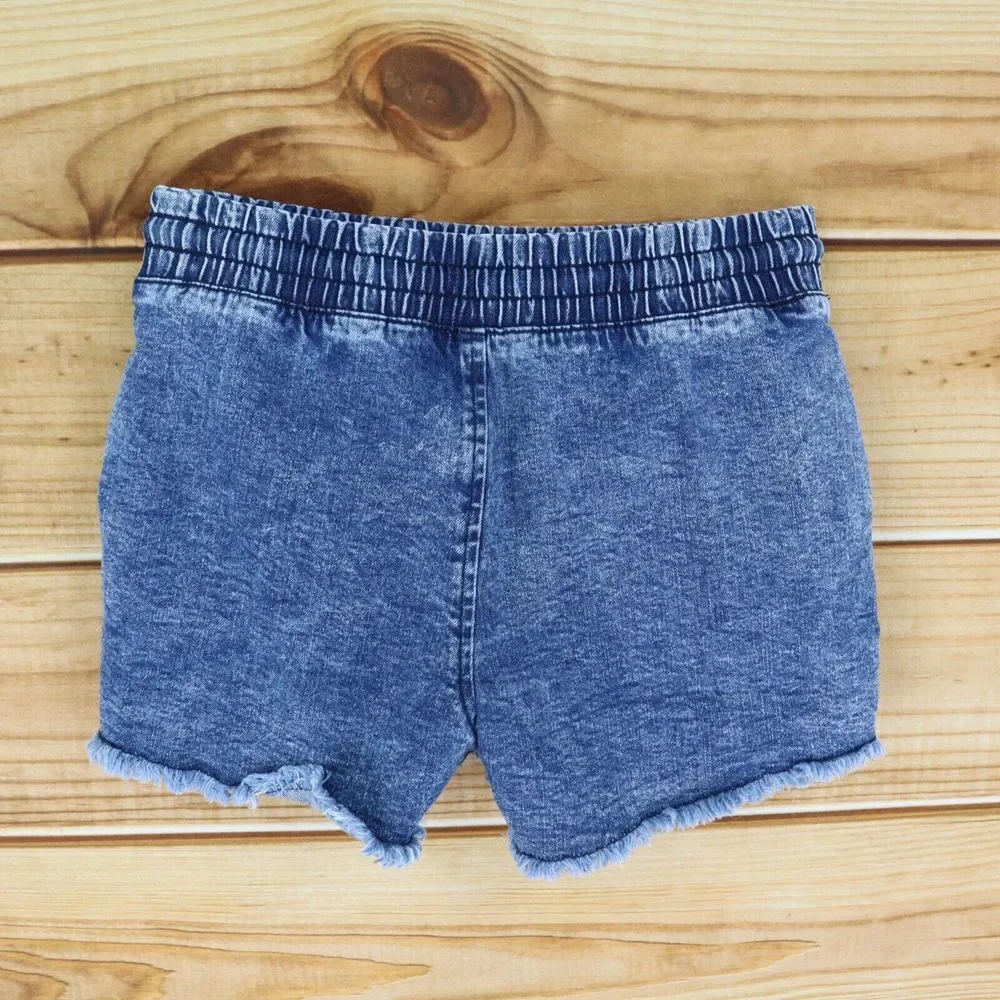NOBO No‎ Boundaries Jean Shorts Stretch Waist Womens Sz XS Blue Pockets Mid Rise